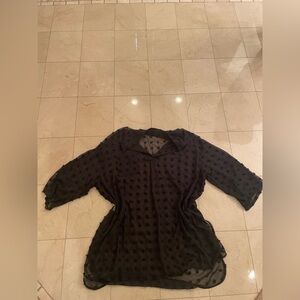 Sheer Polka Dot Button Down Blouse